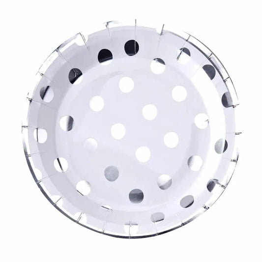 Bride and Co Silver Polka Dot Paper Plates