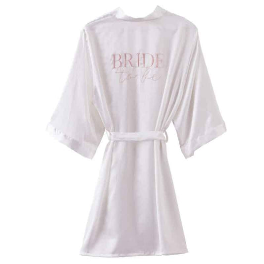 White Satin Bride to Be Robe or Dressing Gown