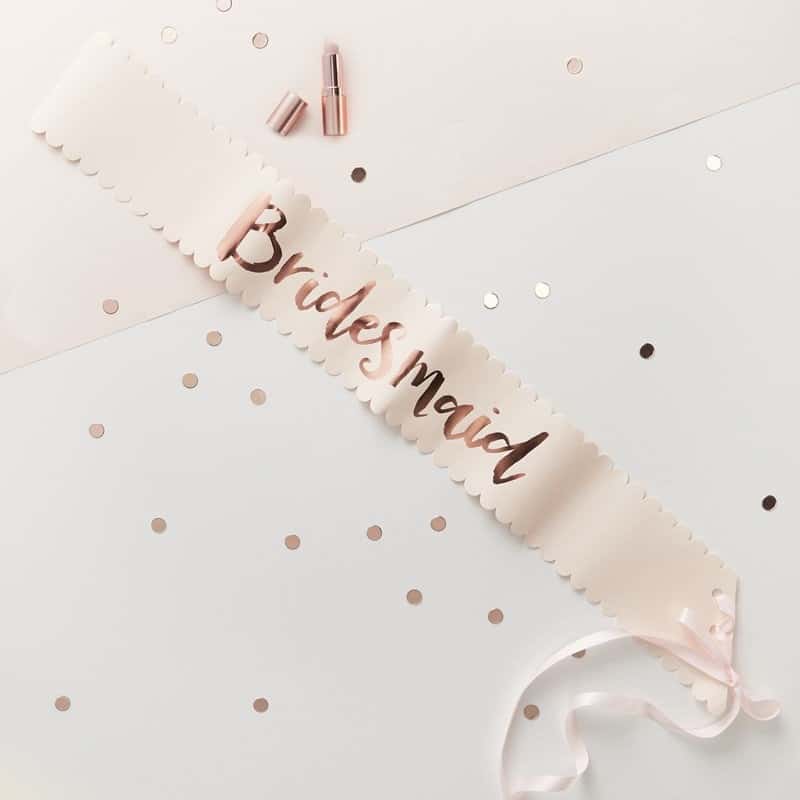 Bridal Party Sash & Bride to Be Sash - Rose Gold and Blush Set 2 Bridesmaid