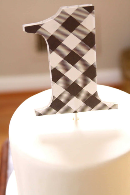 Buffalo Check 1st Birthday Topper - Wild One