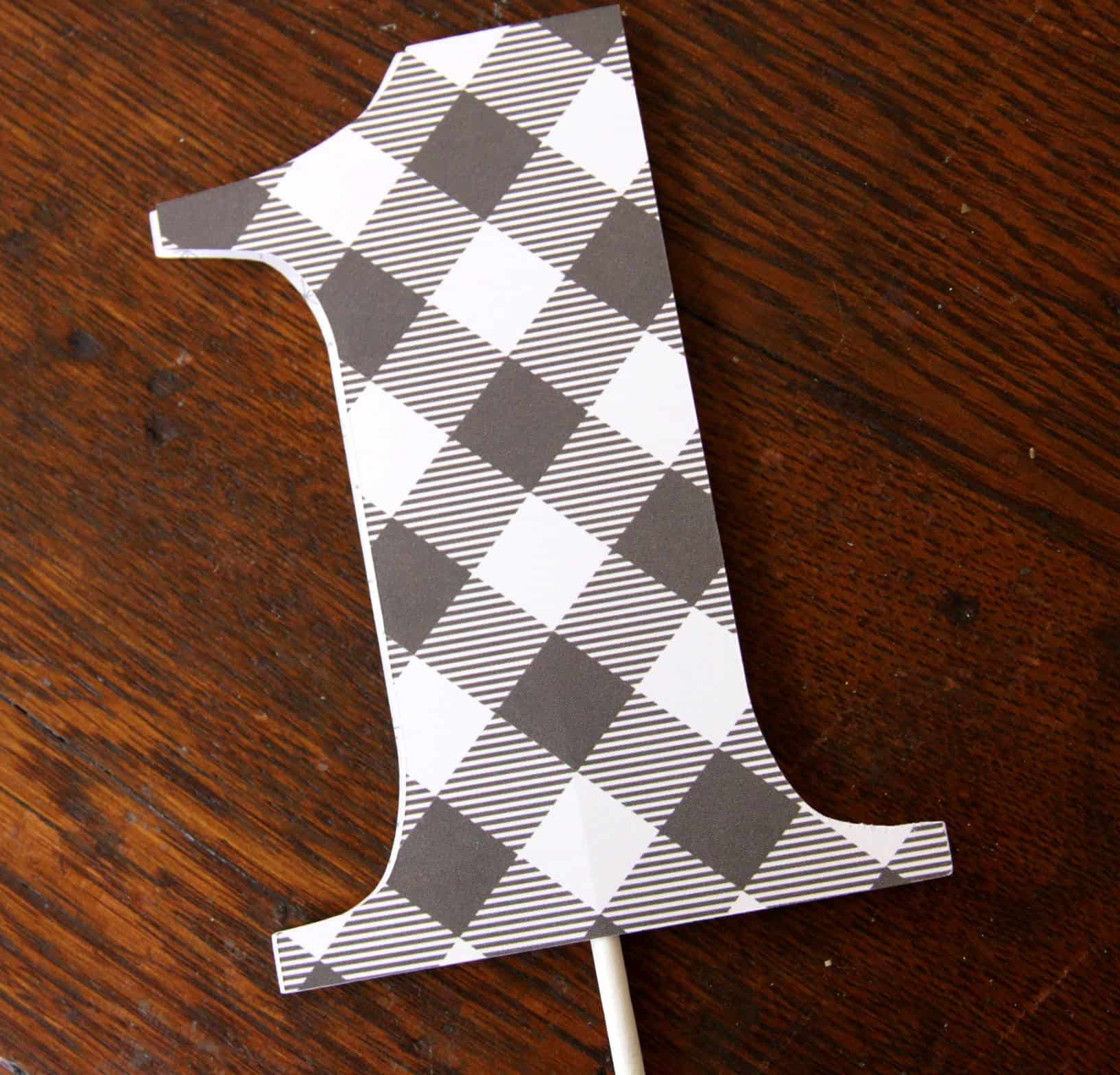 Wild One black and white buffalo check 1 cake topper first birthday