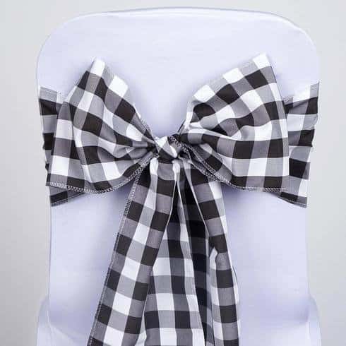 black and white chair sash