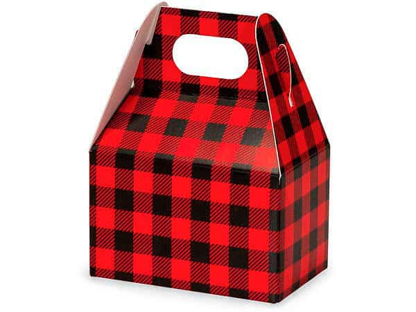 Buffalo Plaid Gable boxes set of 6 for a lumberjack birthday party or Christmas wrap
