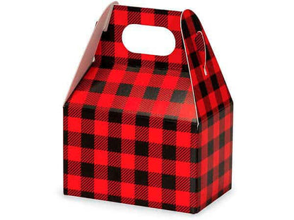 Buffalo Plaid Gable boxes set of 6 for a lumberjack birthday party or Christmas wrap