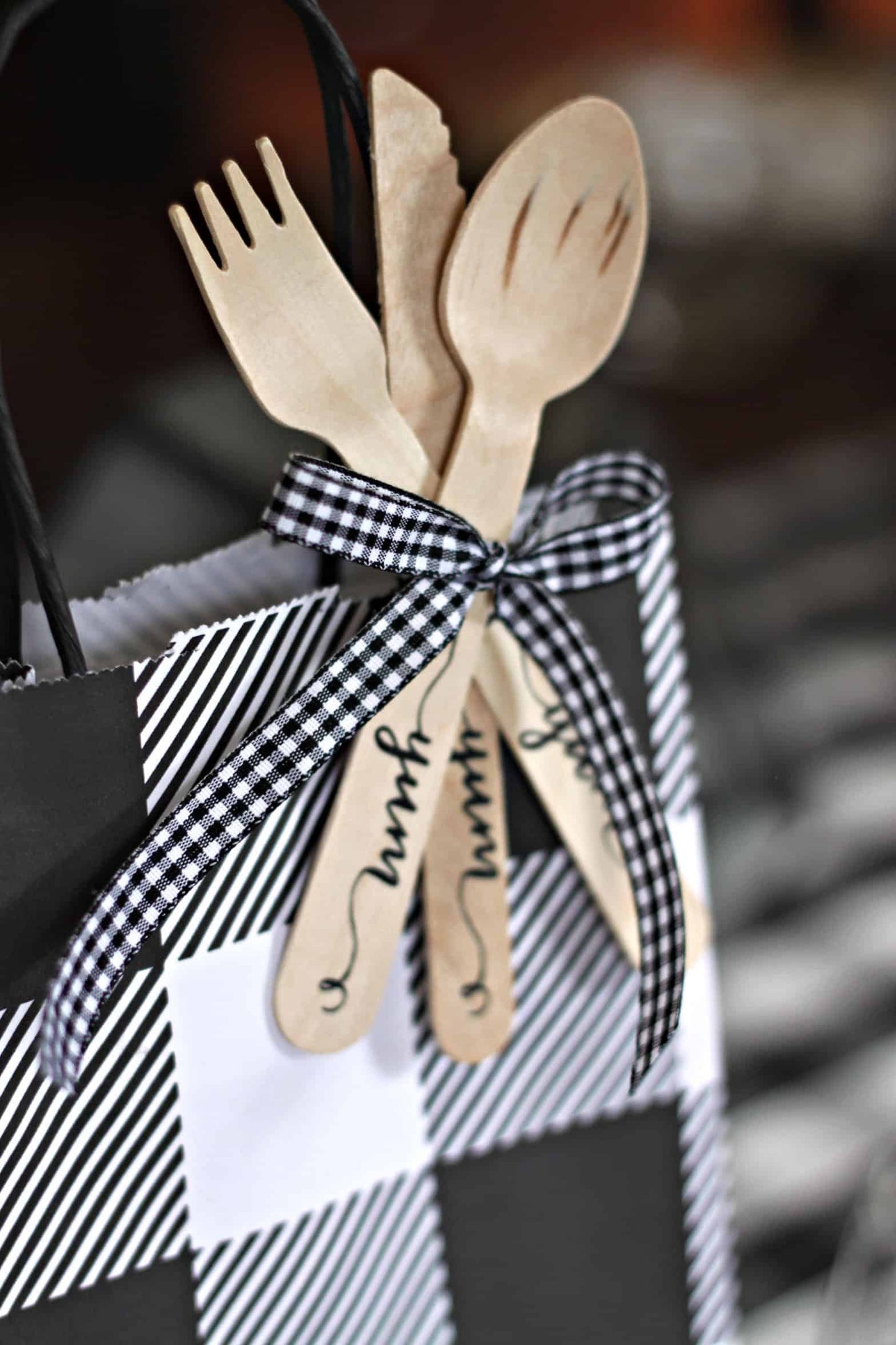 Black and White Buffalo Plaid Bags - Set of 10 bags