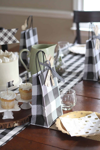 Black and White Buffalo Plaid Bags - Set of 10 bags