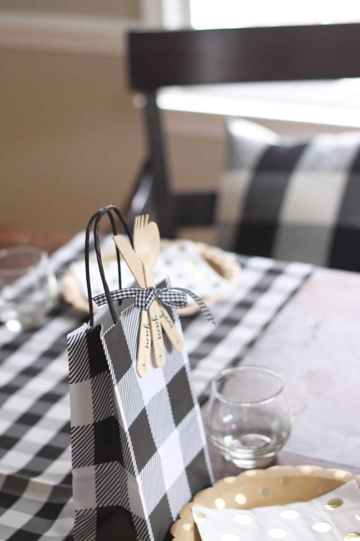 Black and White Buffalo Plaid Bags - Set of 10 bags