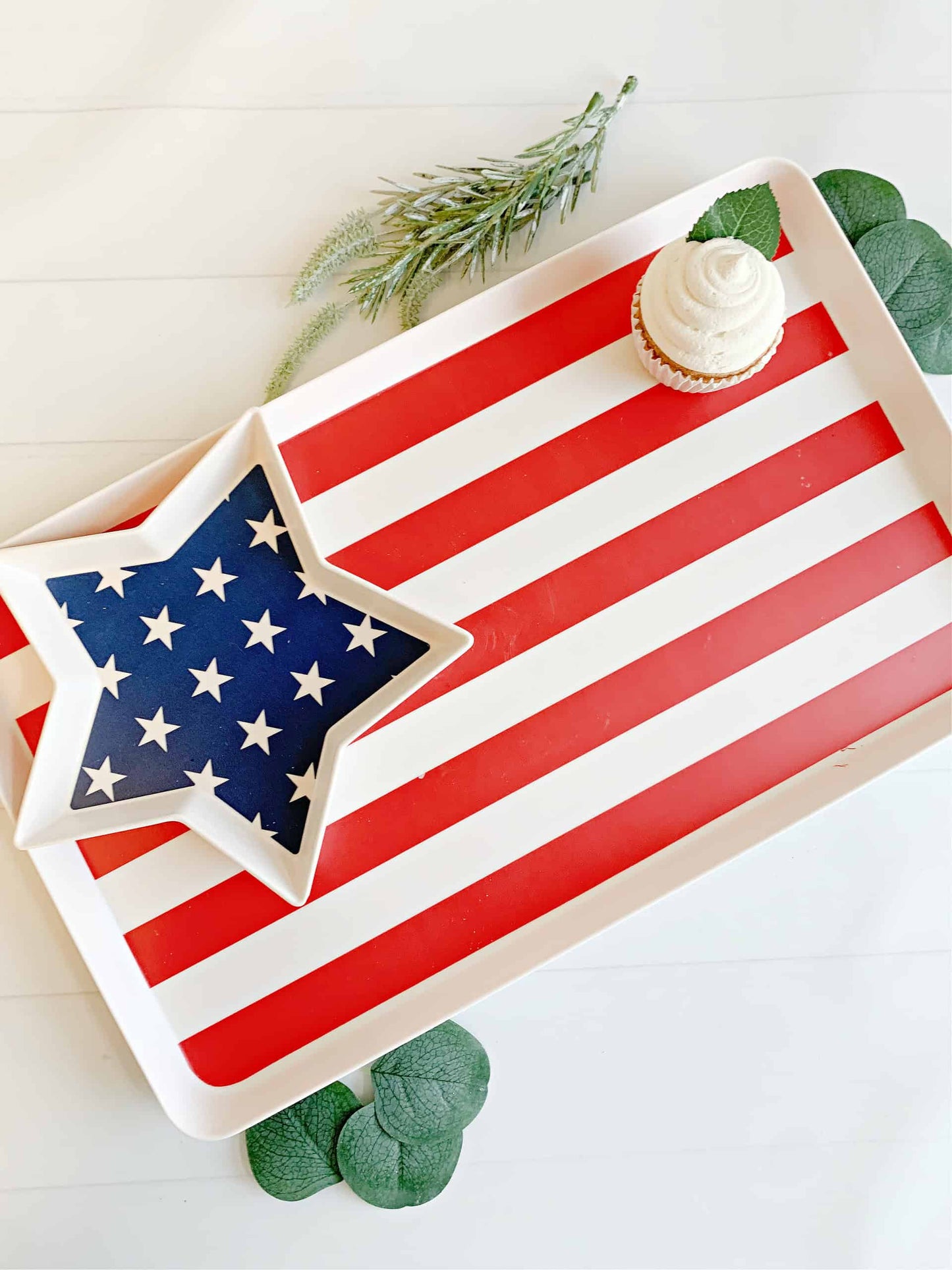 American Flag Stacked Reusable Bamboo Serving Tray Set