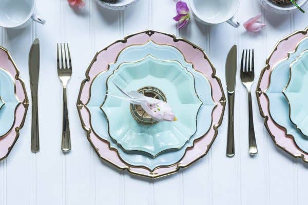 Mint Dessert Plates with Gold Edge