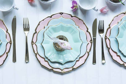 Mint Dessert Plates with Gold Edge