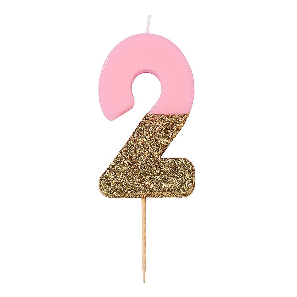 Pink & Gold Glitter Number 1 Birthday Candle | First Birthday Cake Candle