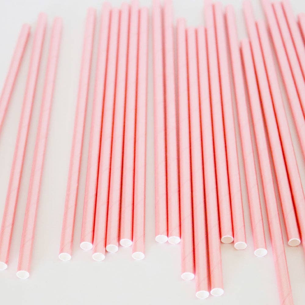 Blush Pink Iridescent Foil Paper Straws - Set of 25