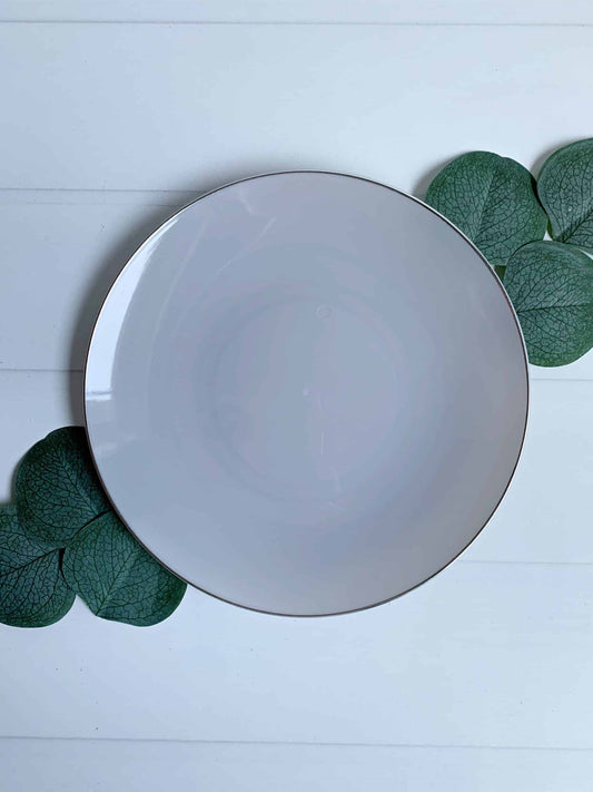 Round Grey with Silver Edge Dessert Plates