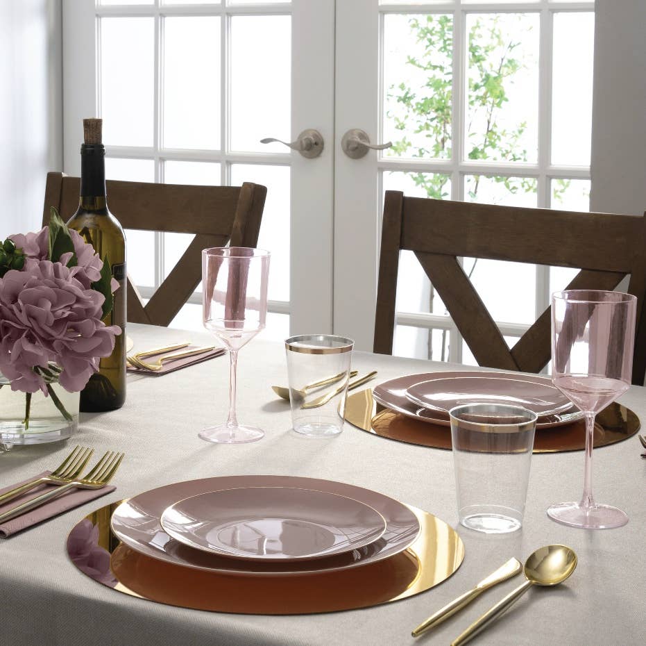 Mauve with Gold Dessert Plates - Plastic