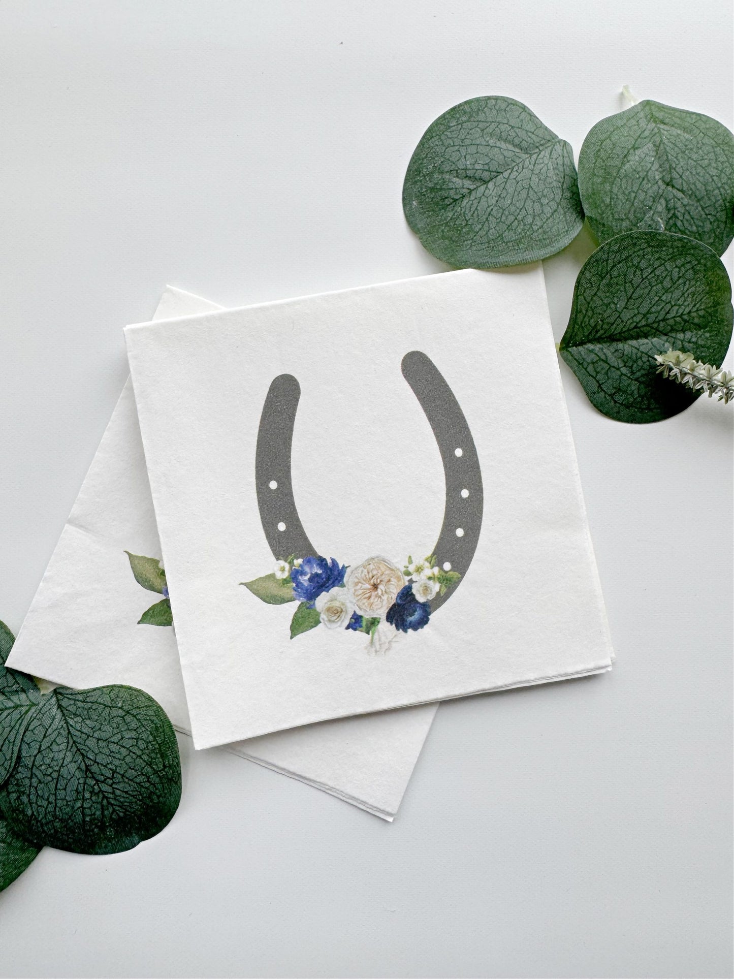 Kentucky Derby Napkins - Navy and Cream Roses | Set of 16