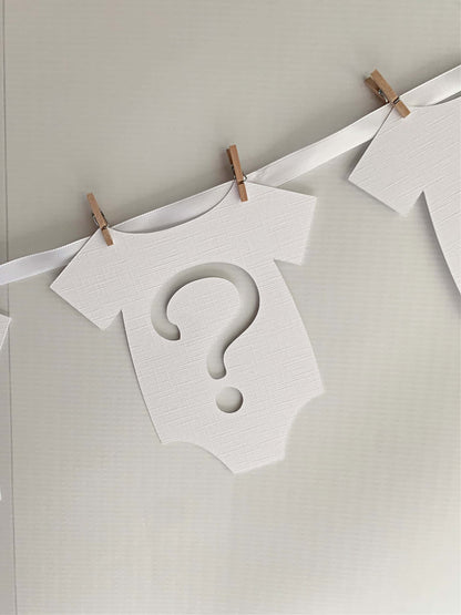 White Gender Reveal Onesie Banner