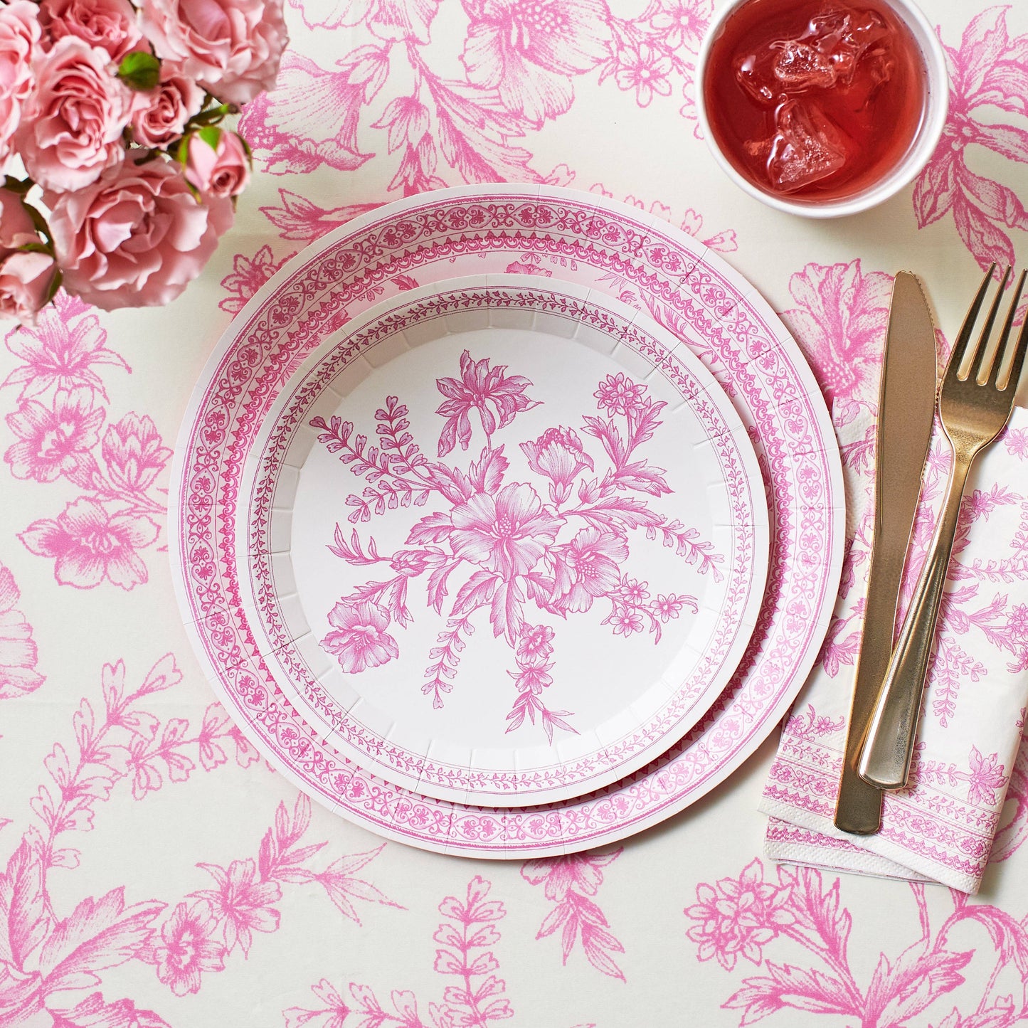 Pink Toile Luncheon Napkins