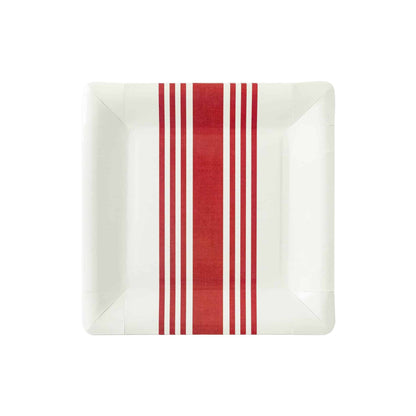 Red Ticking Stripe Plates