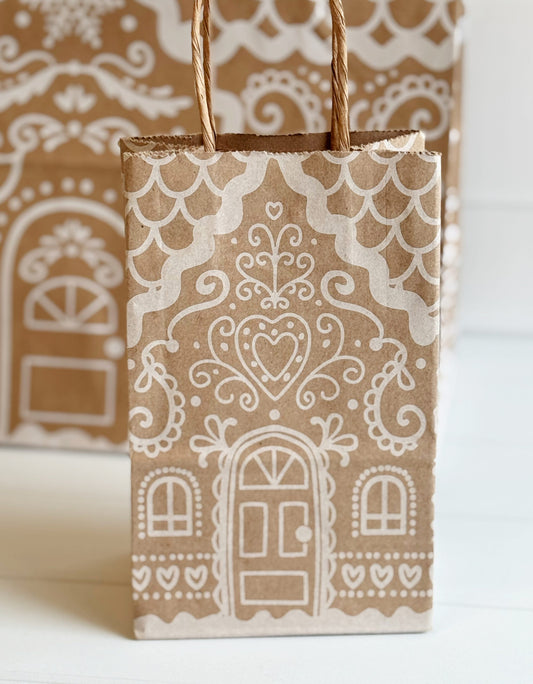 Small Gingerbread Cottage Favor & Gift Bags (Set of 5)