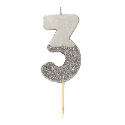 Silver Number Candles
