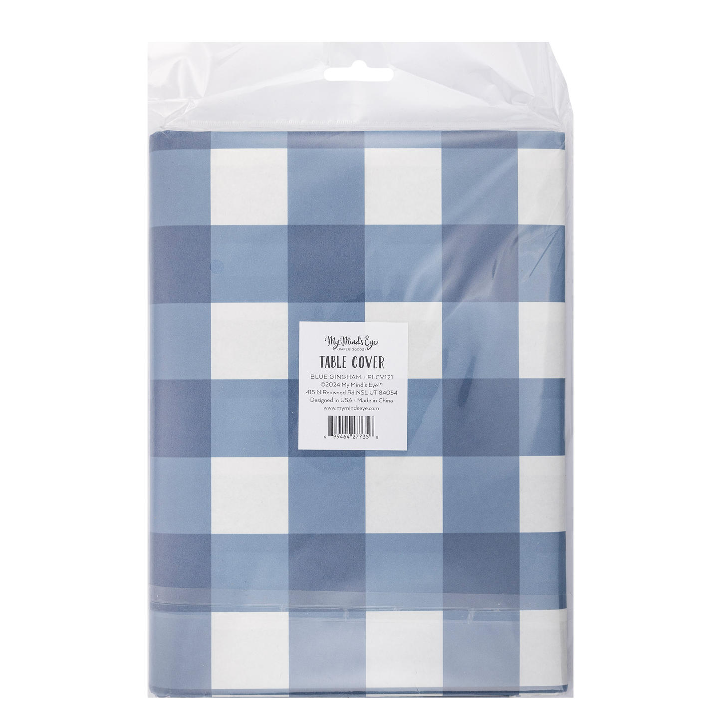 Blue Gingham Tablecloth - 54x108 Paper Table Cover for Parties, Weddings & Baby Showers