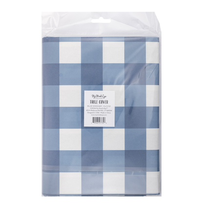 Blue Gingham Tablecloth - 54x108 Paper Table Cover for Parties, Weddings & Baby Showers