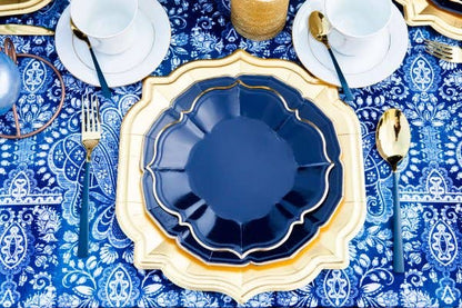 Navy Luncheon Plates with Gold Edge