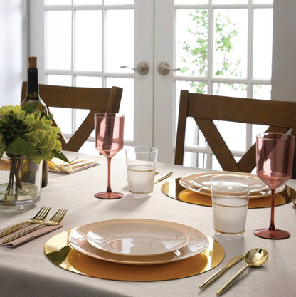 Linen with Gold Dinner Plates - Plastic