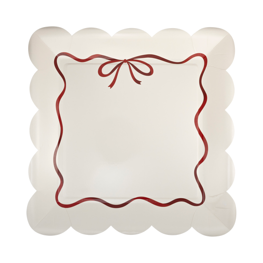 Red Bow Christmas Party Plates