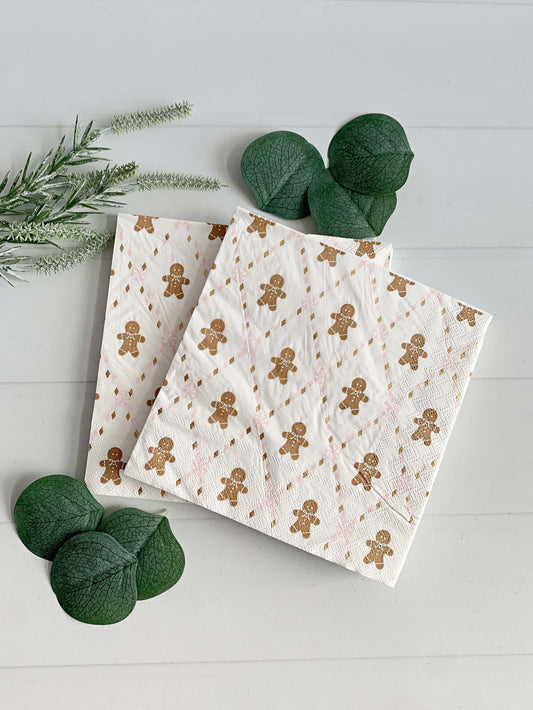 Gingerbread Luncheon Napkins - Christmas Party Napkins Set of 20