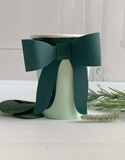 Emerald Green Bow on Mint Christmas Party Cups