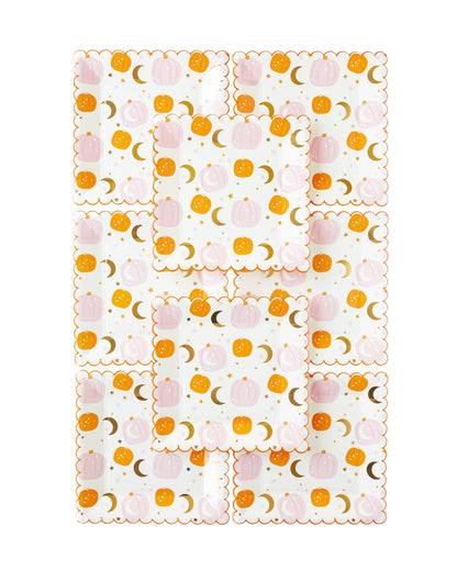 Pink Pumpkins, Stars and Moon Paper Plate