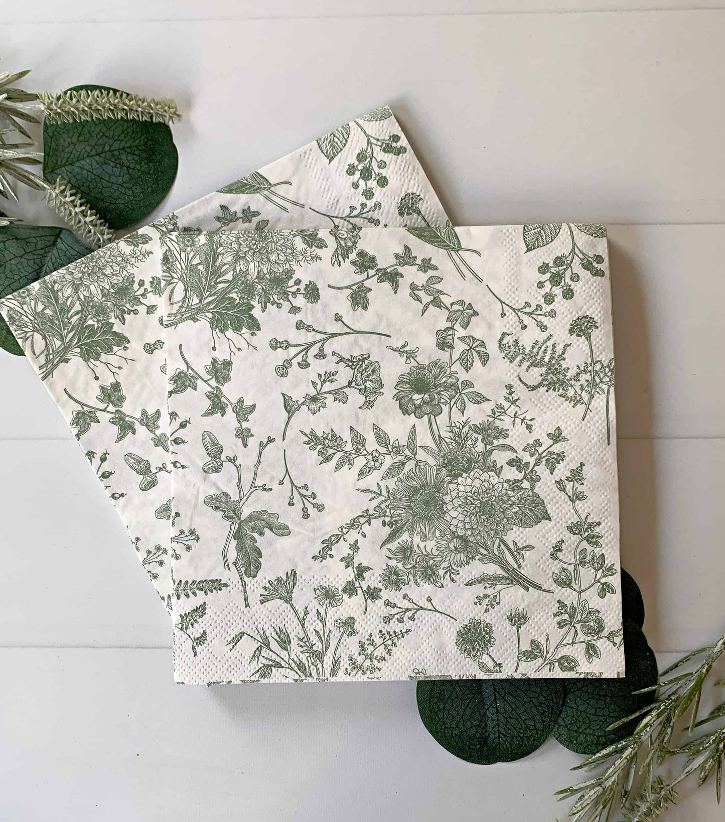 Sage Floral Luncheon Napkins - Package of 20