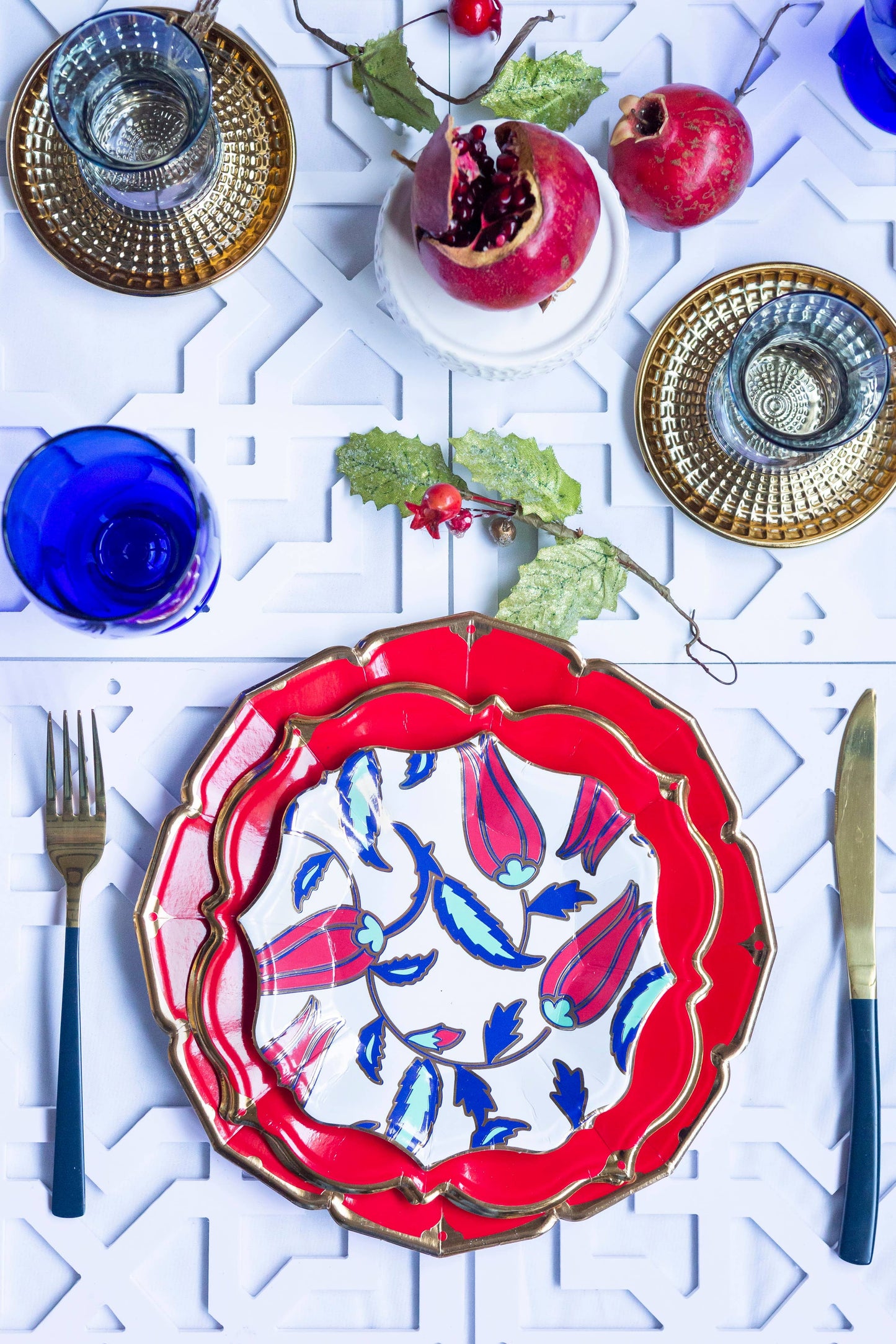 Red Scalloped Dinner Plates