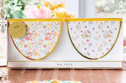 Tea Party Scalloped Garland Banner - Peach Floral Wall Decoration for Bridal Showers