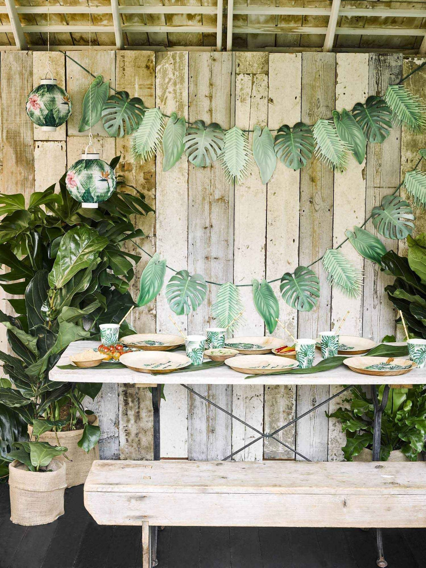 Monstera and Palm Leaf Tropical Garland