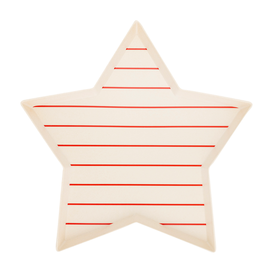 Star Shaped Red Stripe Reusable Bamboo Tray