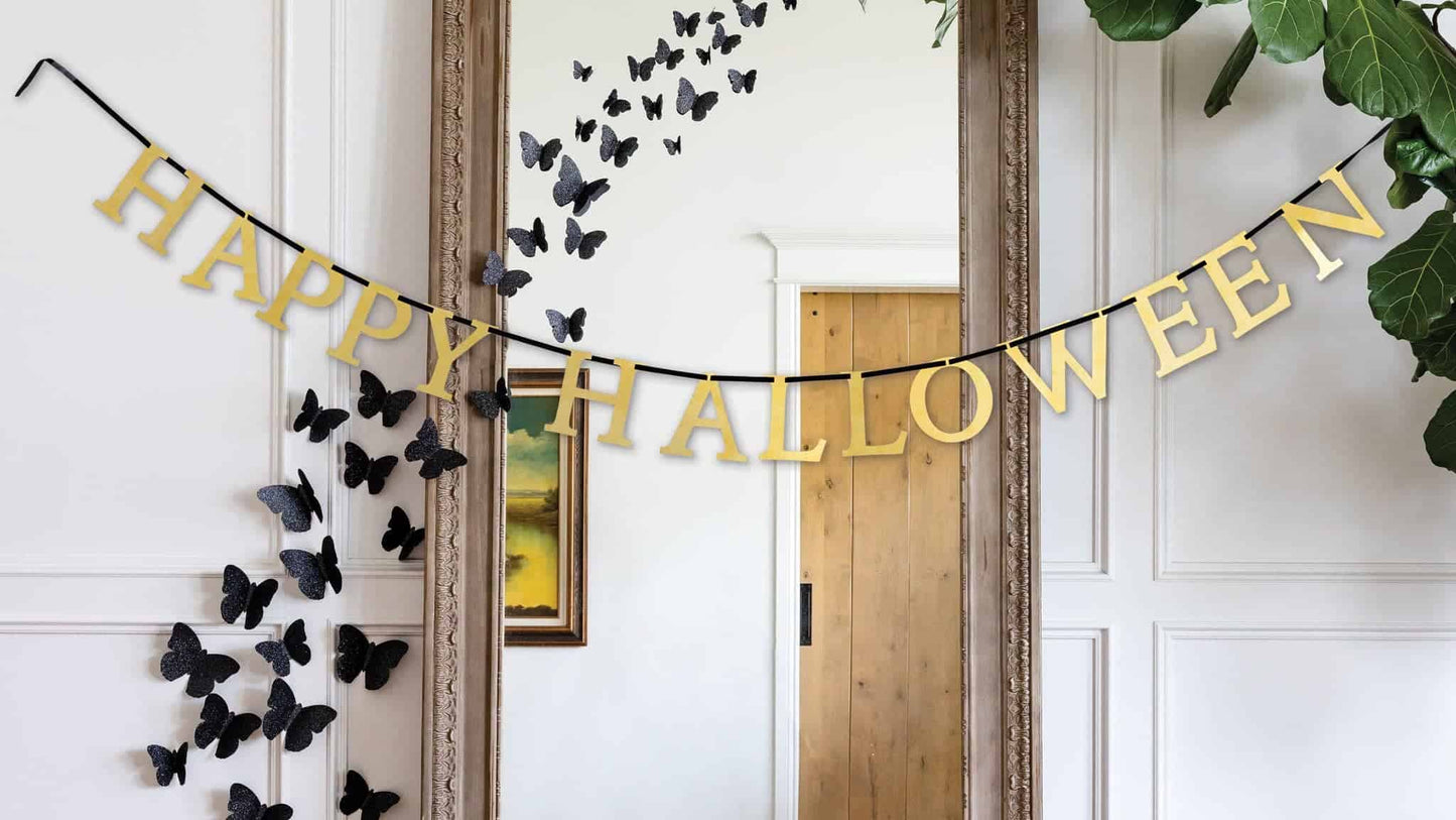 Happy Halloween Gold Metallic Banner