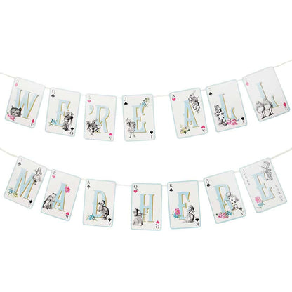 We're All Mad Here Paper Bunting 10 Feet - Alice in Wonderland Tea Party Decorations