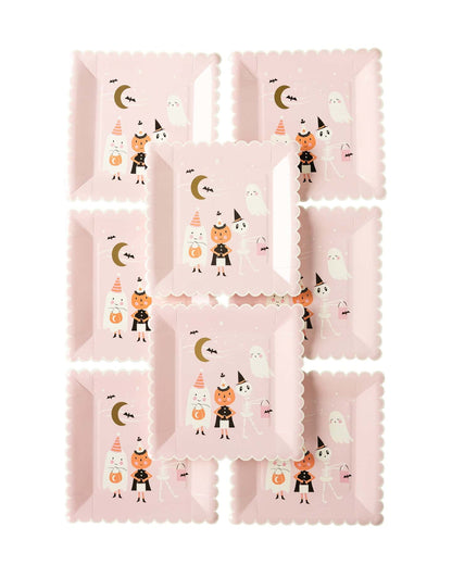 Trick or Treaters Pink Paper Plate