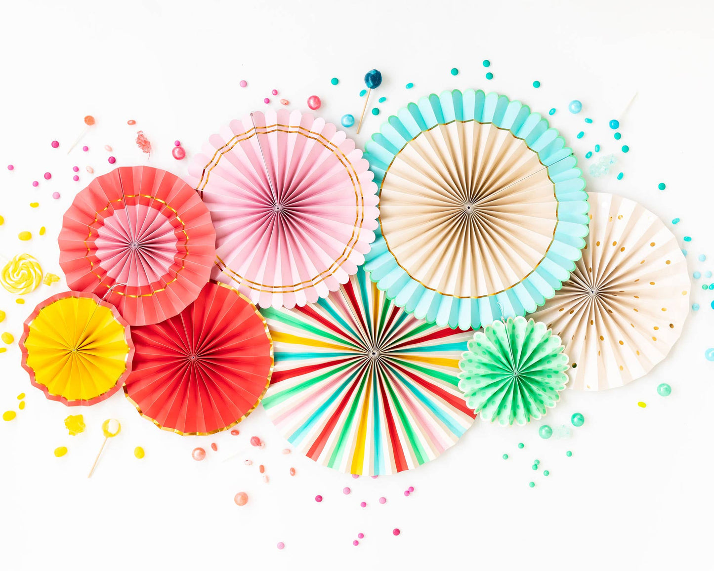 Birthday Backdrop Fans - Fiesta Colors