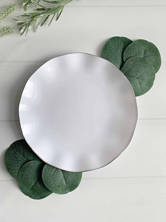 6" White with Gold Edge Hard Plastic Dessert Plate