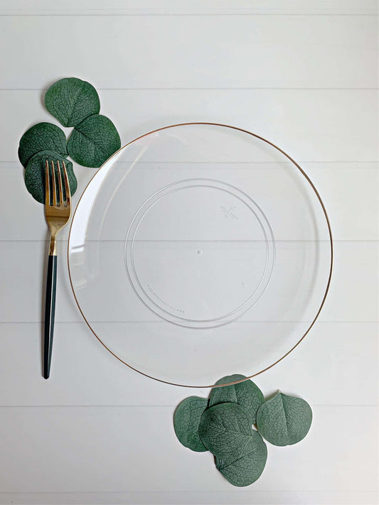 Round Clear with Gold Edge Dinner Plates