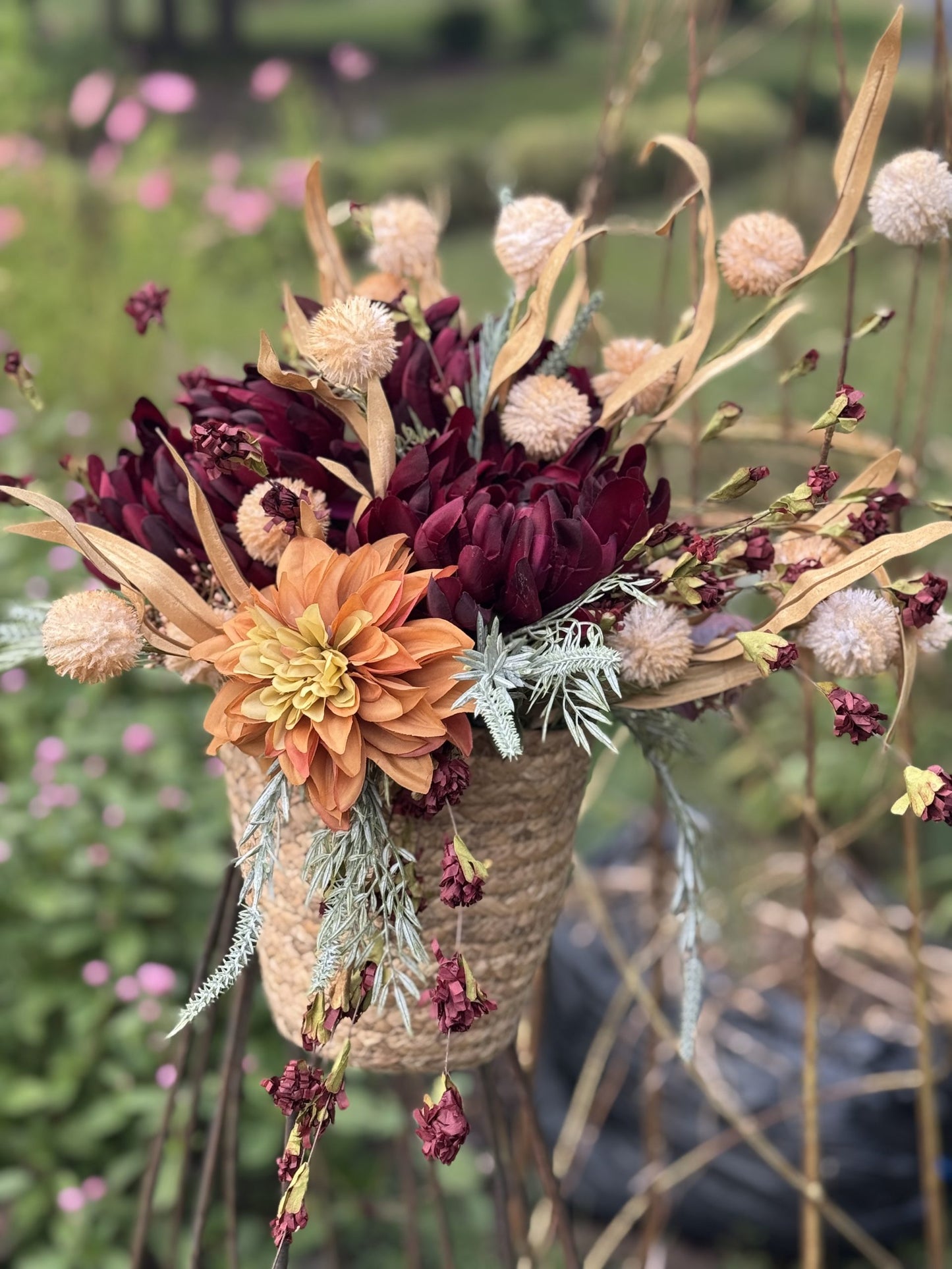 wedding Centerpiece Amber & Burgundy - Fresh Off the Market Decor