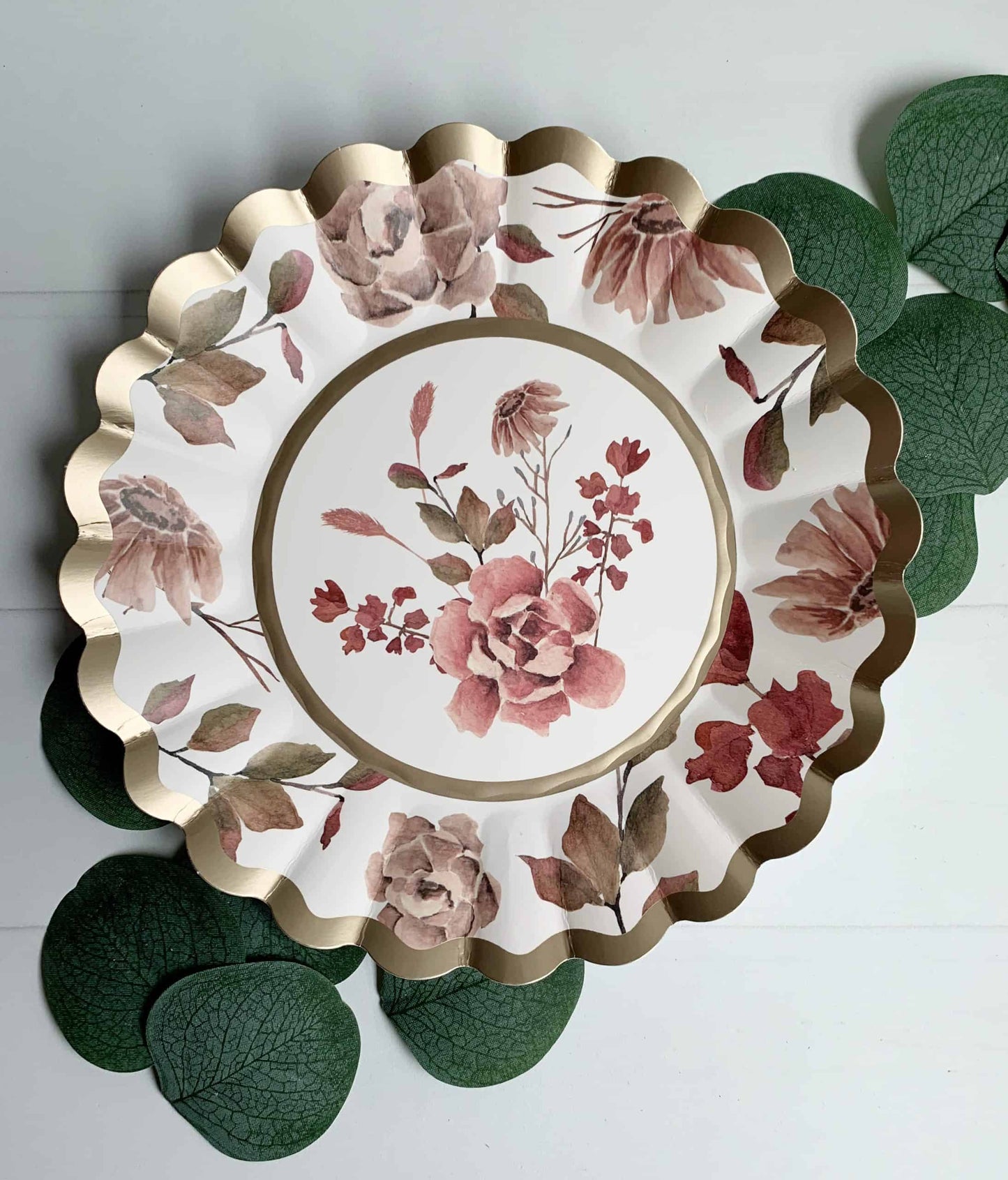 Moody Fall Floral Salad Plates - Set of 8