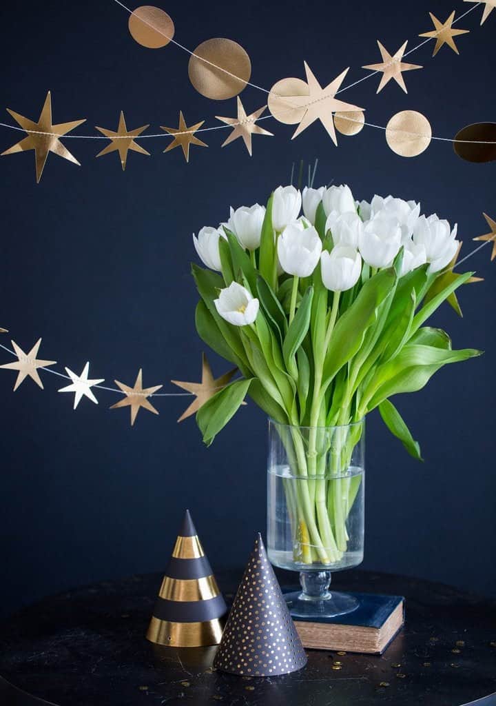 celestial stars and moons banner for NYE 2020, twinkle twinkle little star party and moon and stars baby shower with NYE party hats