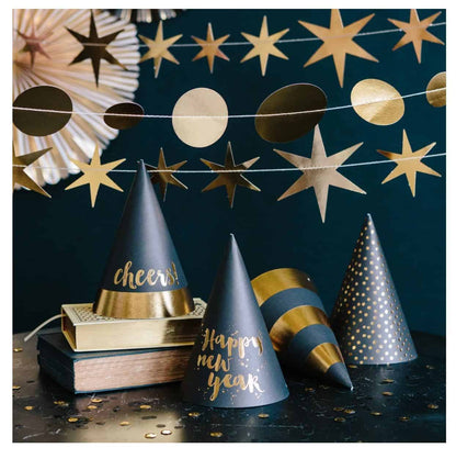 celestial stars and moons banner for NYE 2020, twinkle twinkle little star party and moon and stars baby shower with NYE party hats
