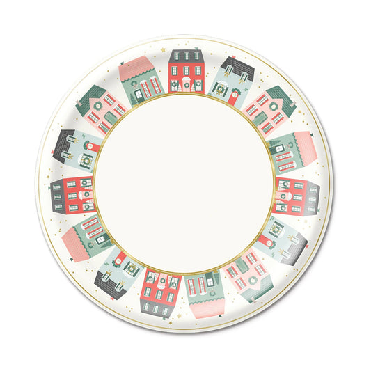 Village Christmas Round Plates