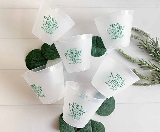 Add a festive touch to your holiday celebrations with our Frosted 9 oz Cocktail Cups, printed in cheerful green with the phrase "Have Yourself a Merry Little Cocktail" on both sides.🍸 Perfect for Christmas parties, holiday gatherings, or any winter soirée, these frosted cups are as fun as they are functional. Find our matching cocktail napkins in the shop!