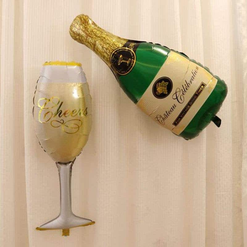 Champagne Balloons Bottle & Glass Set